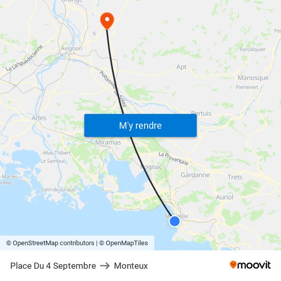 Place Du 4 Septembre to Monteux map