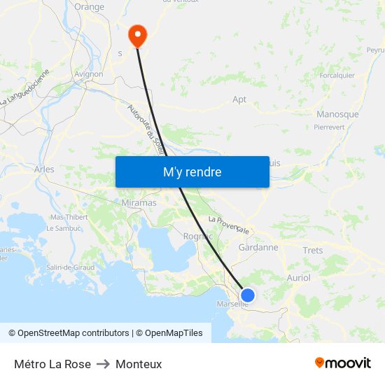 Métro La Rose to Monteux map