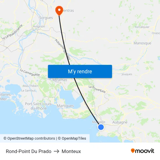 Rond-Point Du Prado to Monteux map