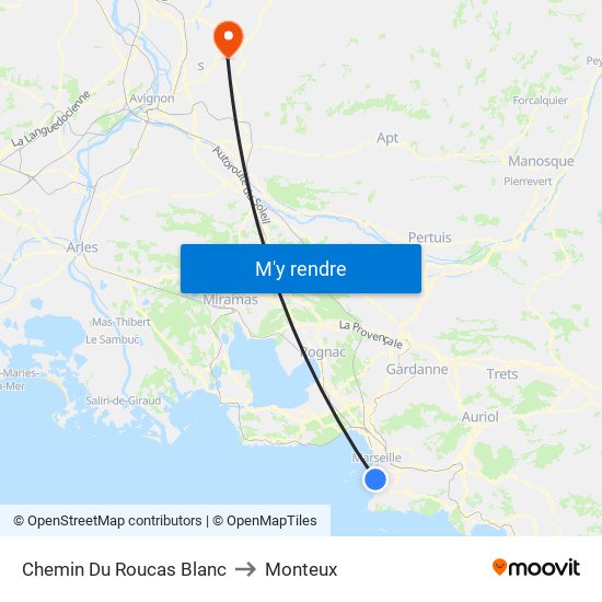 Chemin Du Roucas Blanc to Monteux map
