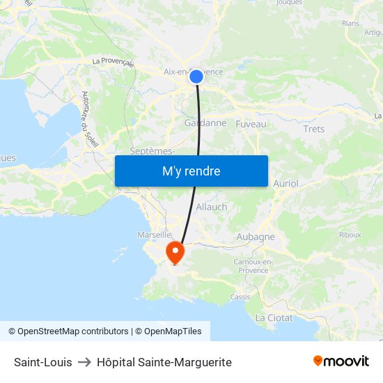 Saint-Louis to Hôpital Sainte-Marguerite map