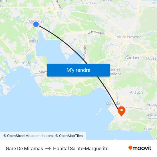Gare De Miramas to Hôpital Sainte-Marguerite map