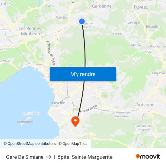 Gare De Simiane to Hôpital Sainte-Marguerite map