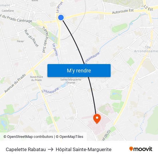 Capelette Rabatau to Hôpital Sainte-Marguerite map