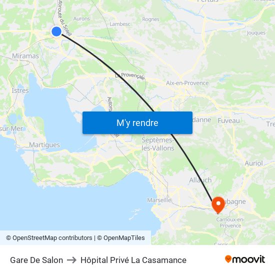Gare De Salon to Hôpital Privé La Casamance map
