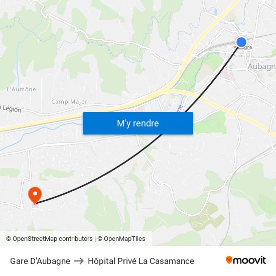 Gare D'Aubagne to Hôpital Privé La Casamance map