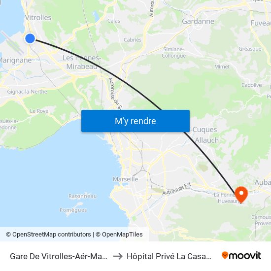 Gare De Vitrolles-Aér-Marseille to Hôpital Privé La Casamance map