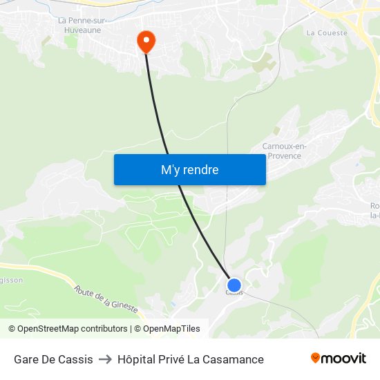 Gare De Cassis to Hôpital Privé La Casamance map