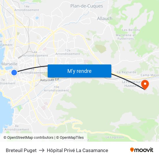 Breteuil Puget to Hôpital Privé La Casamance map