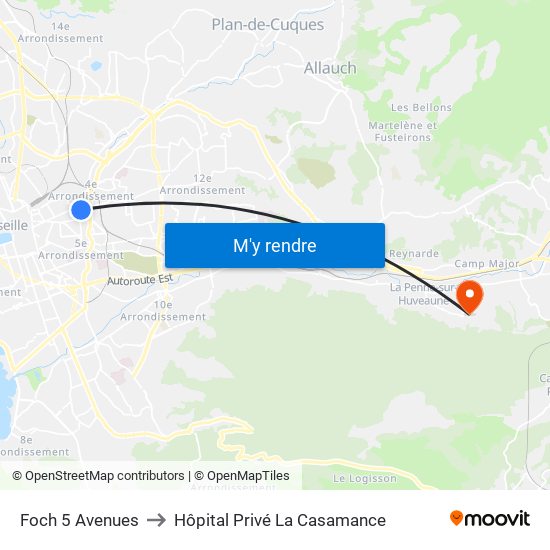 Foch 5 Avenues to Hôpital Privé La Casamance map
