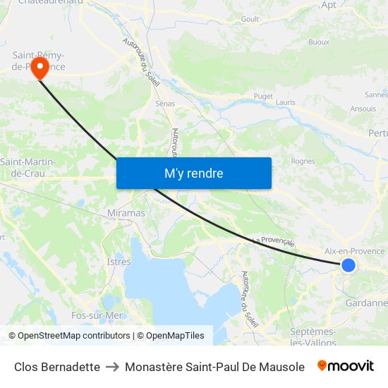 Clos Bernadette to Monastère Saint-Paul De Mausole map