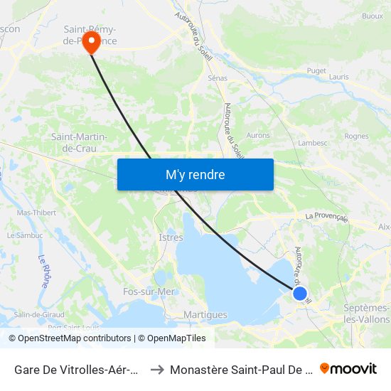 Gare De Vitrolles-Aér-Marseille to Monastère Saint-Paul De Mausole map