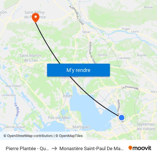 Pierre Plantée - Quai 7 to Monastère Saint-Paul De Mausole map