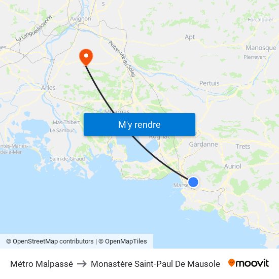 Métro Malpassé to Monastère Saint-Paul De Mausole map