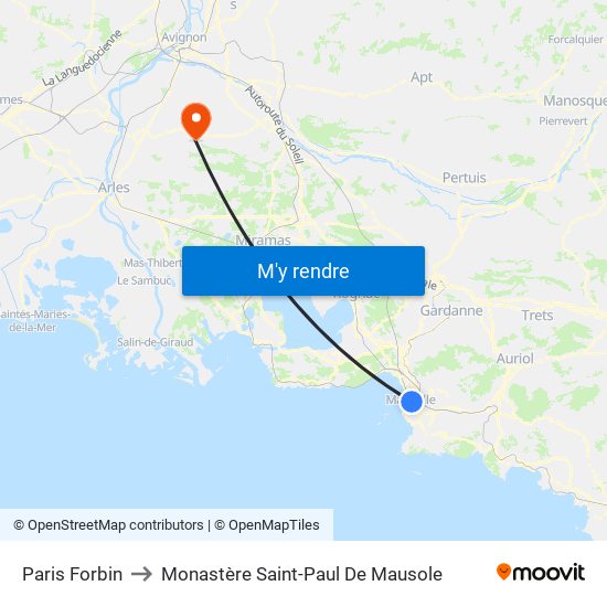 Paris Forbin to Monastère Saint-Paul De Mausole map