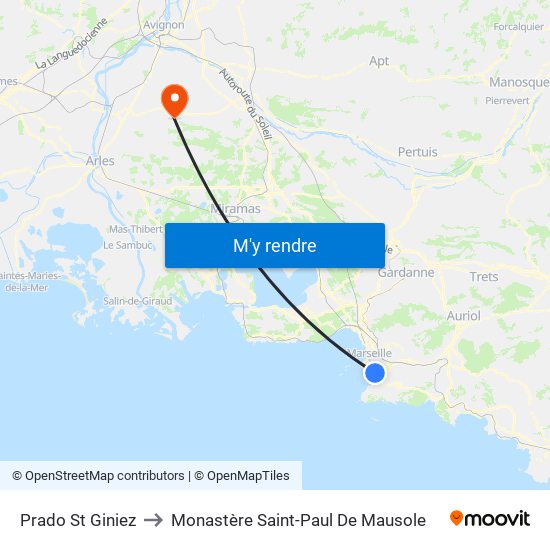 Prado St Giniez to Monastère Saint-Paul De Mausole map