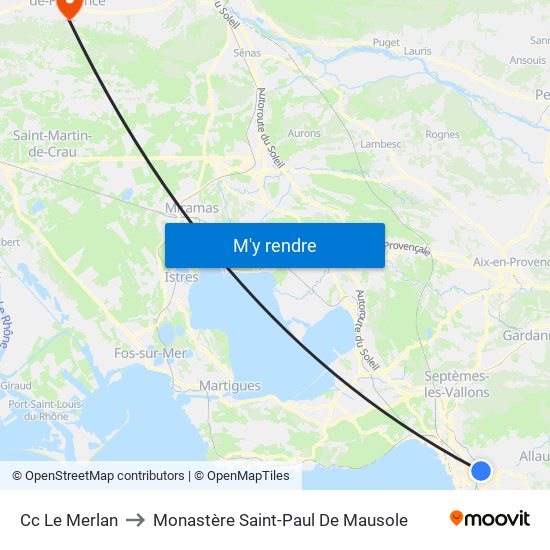 Cc Le Merlan to Monastère Saint-Paul De Mausole map