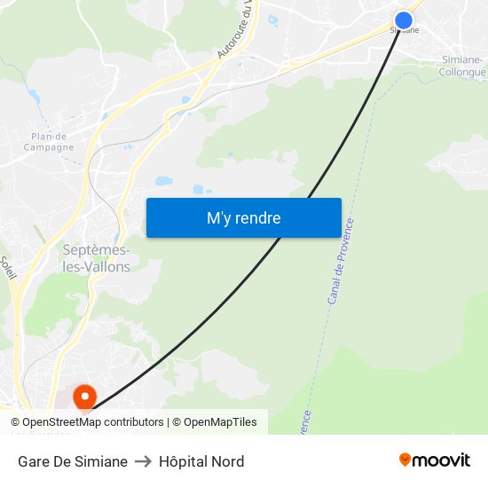 Gare De Simiane to Hôpital Nord map