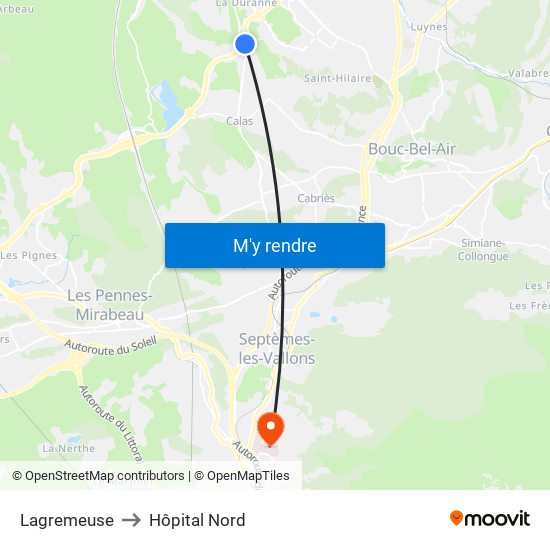 Lagremeuse to Hôpital Nord map