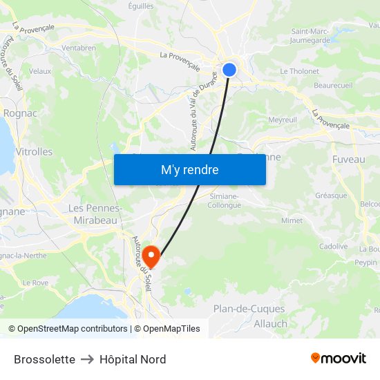 Brossolette to Hôpital Nord map