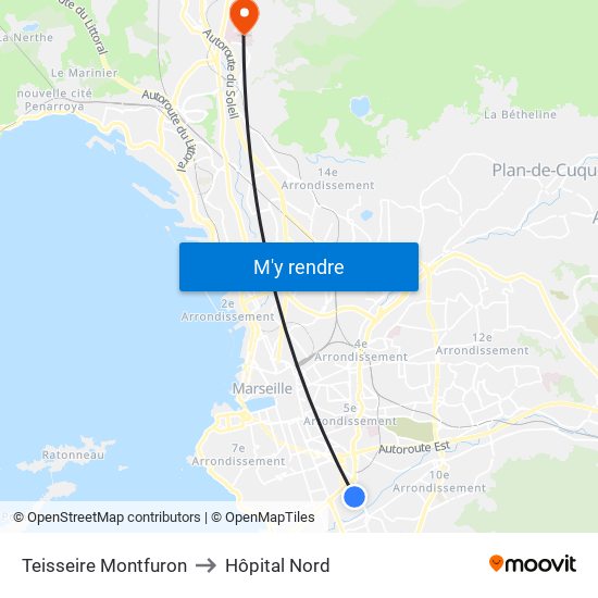 Teisseire Montfuron to Hôpital Nord map