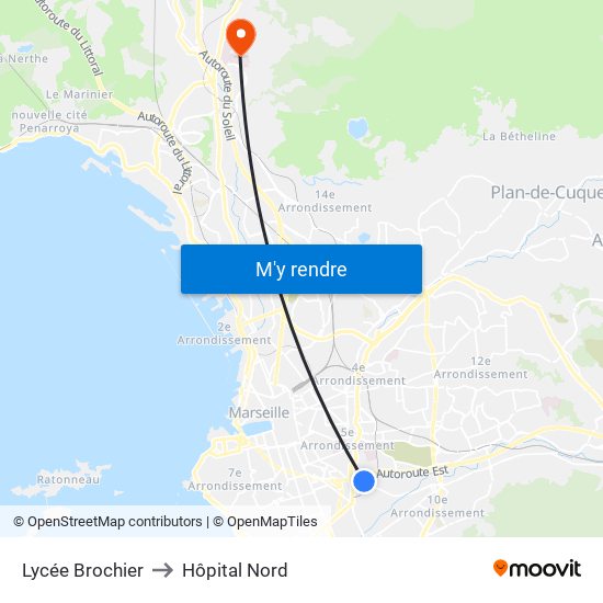 Lycée Brochier to Hôpital Nord map