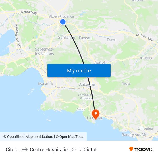 Cite  U. to Centre Hospitalier De La Ciotat map