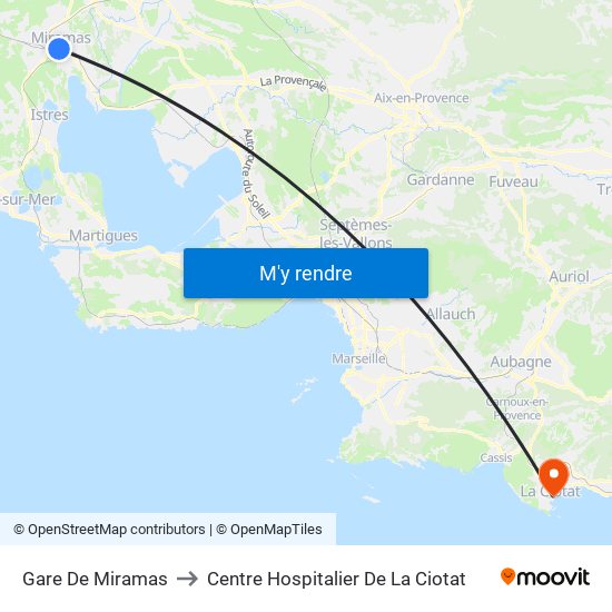 Gare De Miramas to Centre Hospitalier De La Ciotat map
