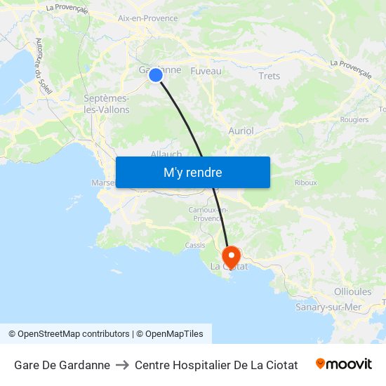 Gare De Gardanne to Centre Hospitalier De La Ciotat map