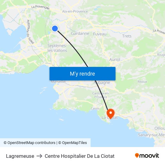 Lagremeuse to Centre Hospitalier De La Ciotat map