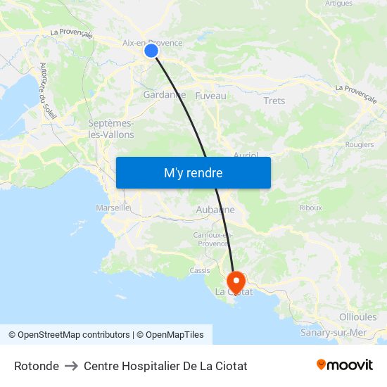 Rotonde to Centre Hospitalier De La Ciotat map