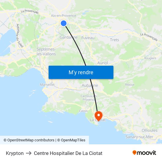 Krypton to Centre Hospitalier De La Ciotat map