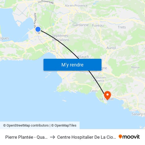 Pierre Plantée - Quai 4 to Centre Hospitalier De La Ciotat map
