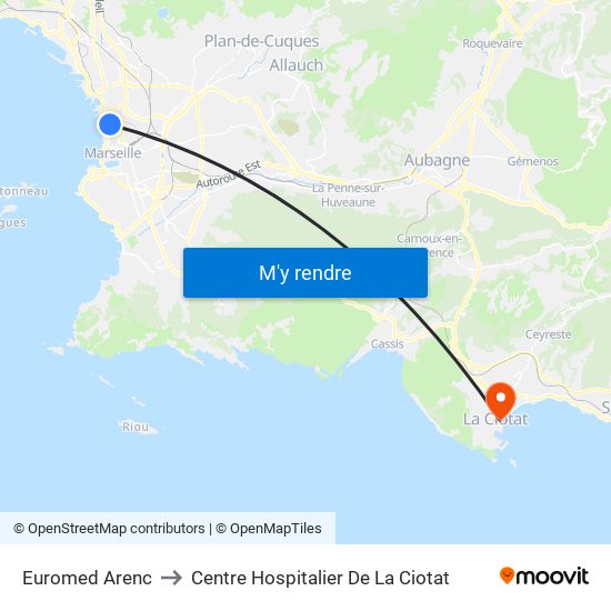 Euromed Arenc to Centre Hospitalier De La Ciotat map