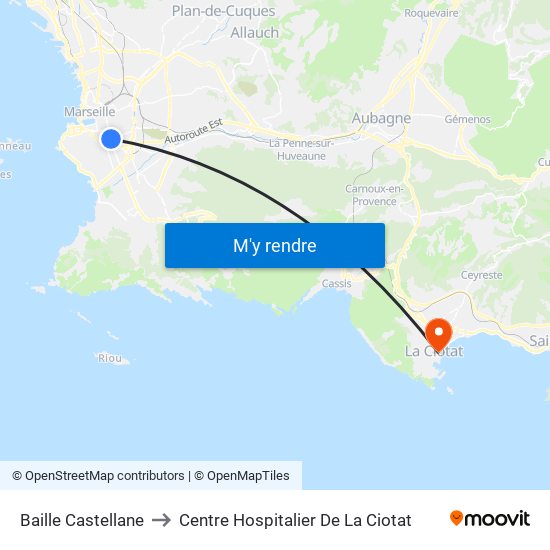 Baille Castellane to Centre Hospitalier De La Ciotat map