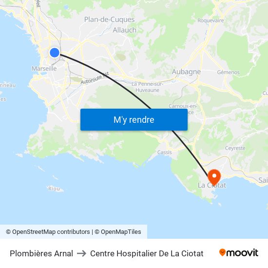 Plombières Arnal to Centre Hospitalier De La Ciotat map