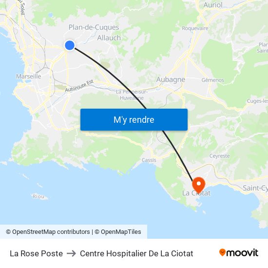 La Rose Poste to Centre Hospitalier De La Ciotat map