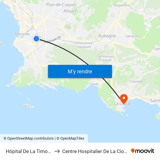 Hôpital De La Timone to Centre Hospitalier De La Ciotat map