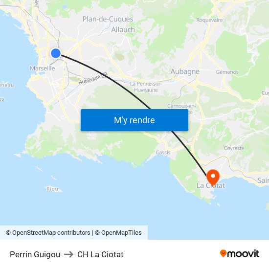 Perrin Guigou to CH La Ciotat map