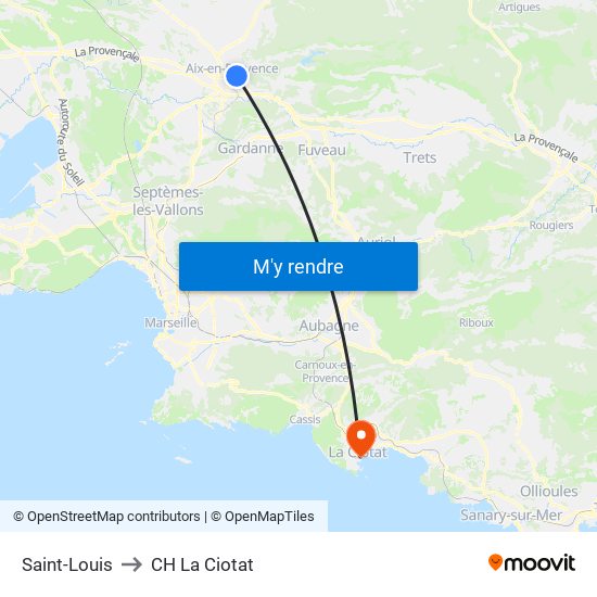 Saint-Louis to CH La Ciotat map