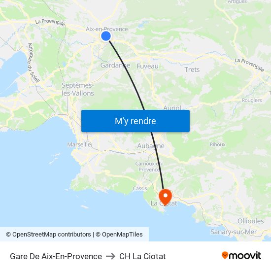 Gare De Aix-En-Provence to CH La Ciotat map