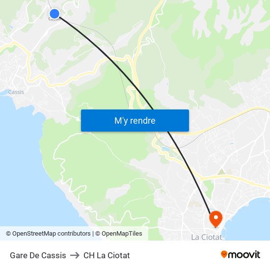 Gare De Cassis to CH La Ciotat map