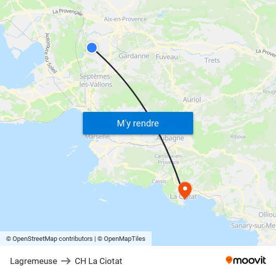 Lagremeuse to CH La Ciotat map