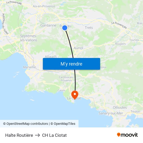 Halte Routière to CH La Ciotat map