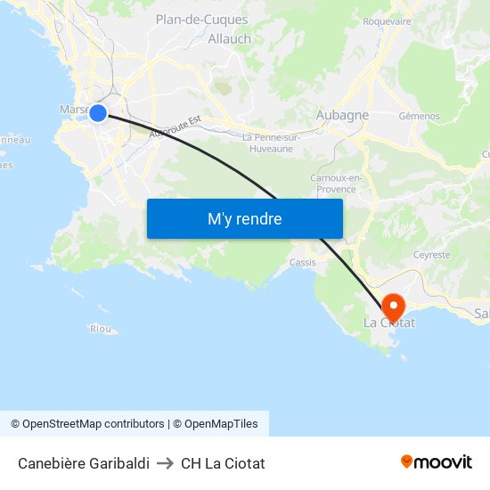 Canebière Garibaldi to CH La Ciotat map
