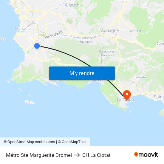 Métro Ste Marguerite Dromel to CH La Ciotat map