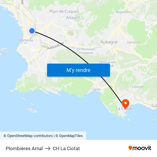 Plombières Arnal to CH La Ciotat map