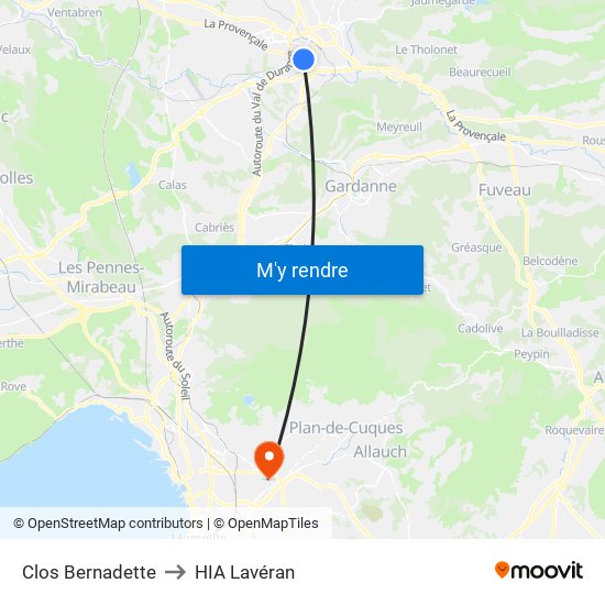 Clos Bernadette to HIA Lavéran map