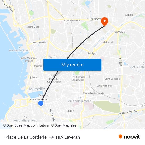 Place De La Corderie to HIA Lavéran map