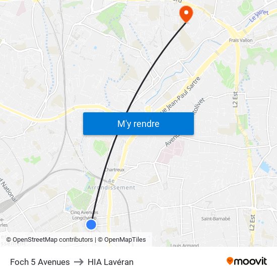 Foch 5 Avenues to HIA Lavéran map